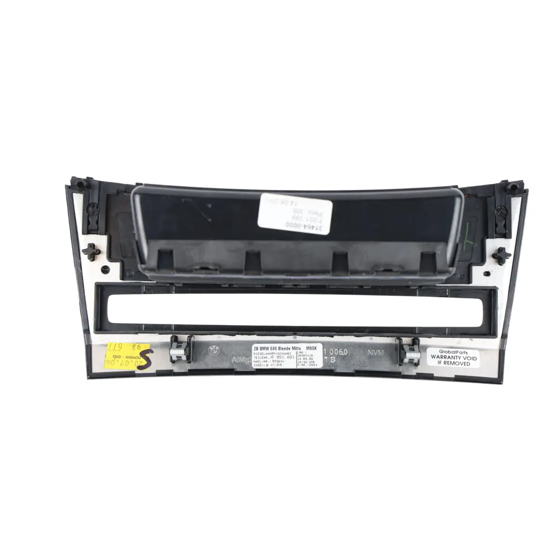 Garniture Console Tableau de Bord Centre Érable pour BMW E60 E61 à propos du numéro de pièce 6951021 BMW E60 E61 Garniture Console Tableau de Bord Centre Érable - SKU 6951021 - Numéro de pièce 6951021