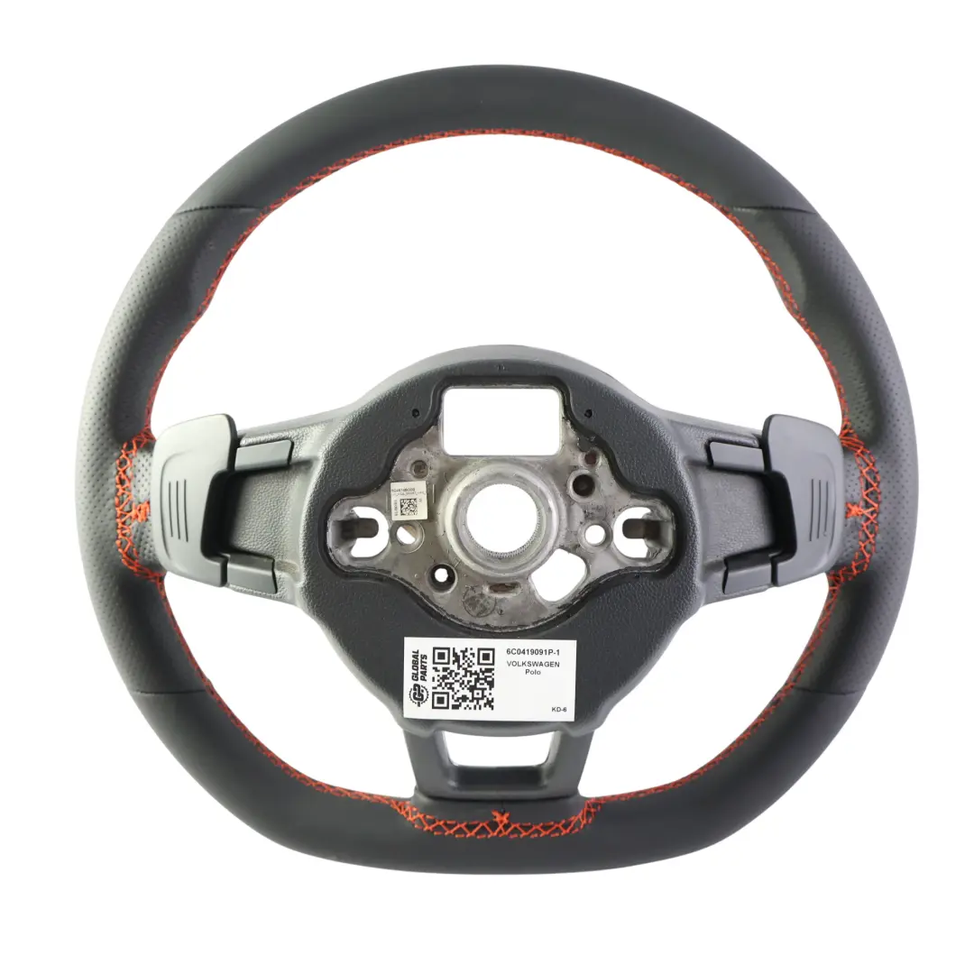 Fondo Piatto Pelle Nera NUOVO per Volkswagen Polo GTI 6C Volante con numero di parte 6C0419091P Volkswagen Polo GTI 6C Volante Fondo Piatto Pelle Nera NUOVO - SKU 6C0419091P-1 - Numero di parte 6C0419091P