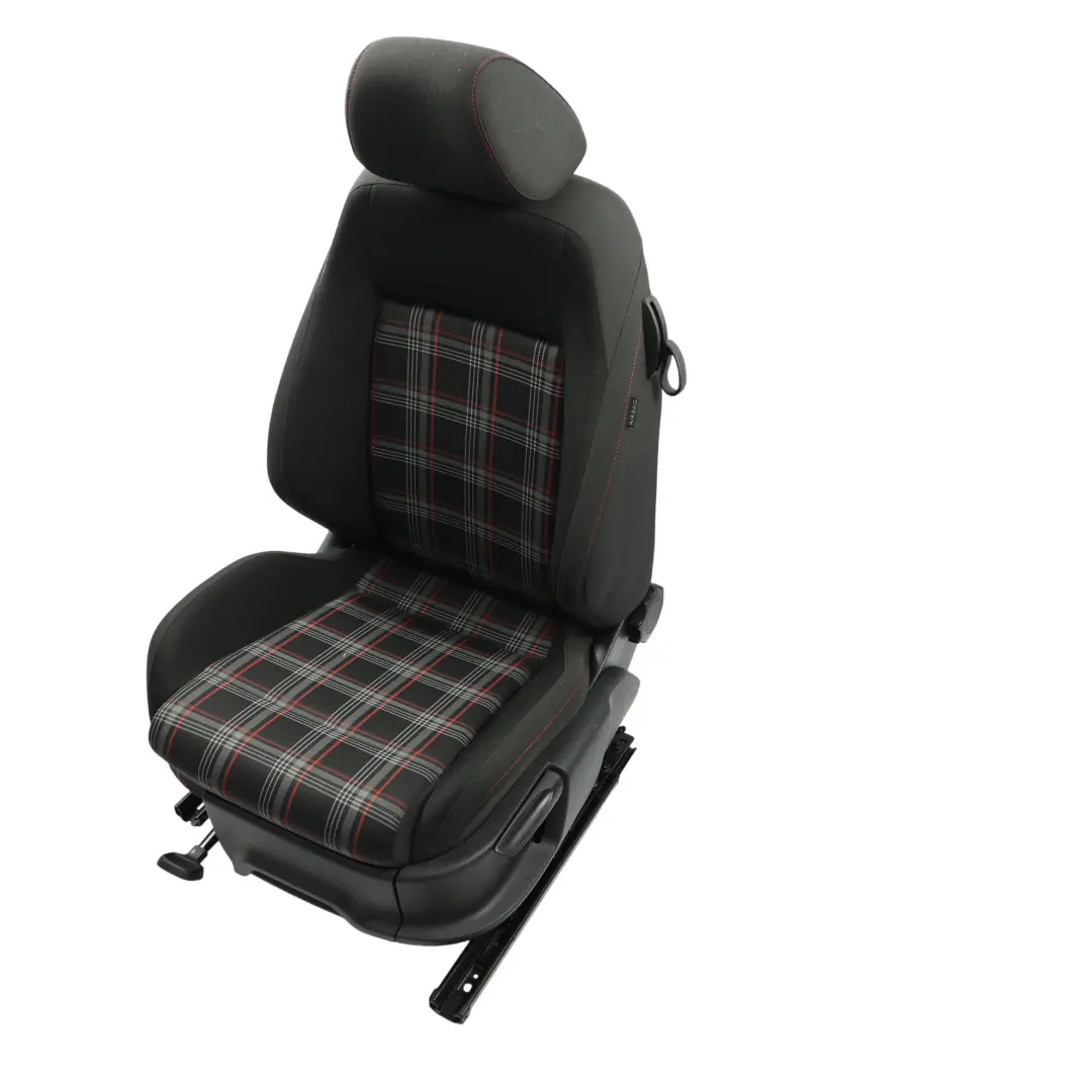 Volkswagen Polo Mk5 GTi Fotel Przedni Lewy Krata Czarna Czerwona Szara - SKU 6C0881805AC-1 - Numer Części 6C0881805AC
