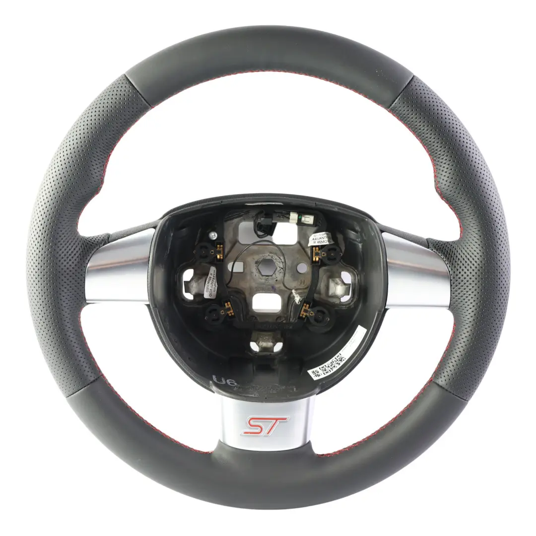 Mk2 ST Lenkrad NEU Schwarz Leder Rot Fäden für Ford Focus mit Teilenummer 6M5Y-3600-AEW Ford Focus Mk2 ST Lenkrad NEU Schwarz Leder Rot Fäden - SKU 6M5Y-3600-AEW-1 - Teilenummer 6M5Y-3600-AEW