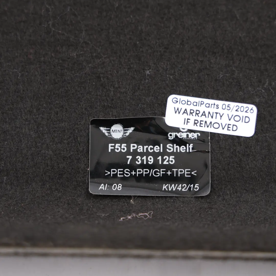 Mini Cooper One F55 Rear Window Parcel Shelf Trim Cover Black - SKU 7319125-1 - Part number 7319125