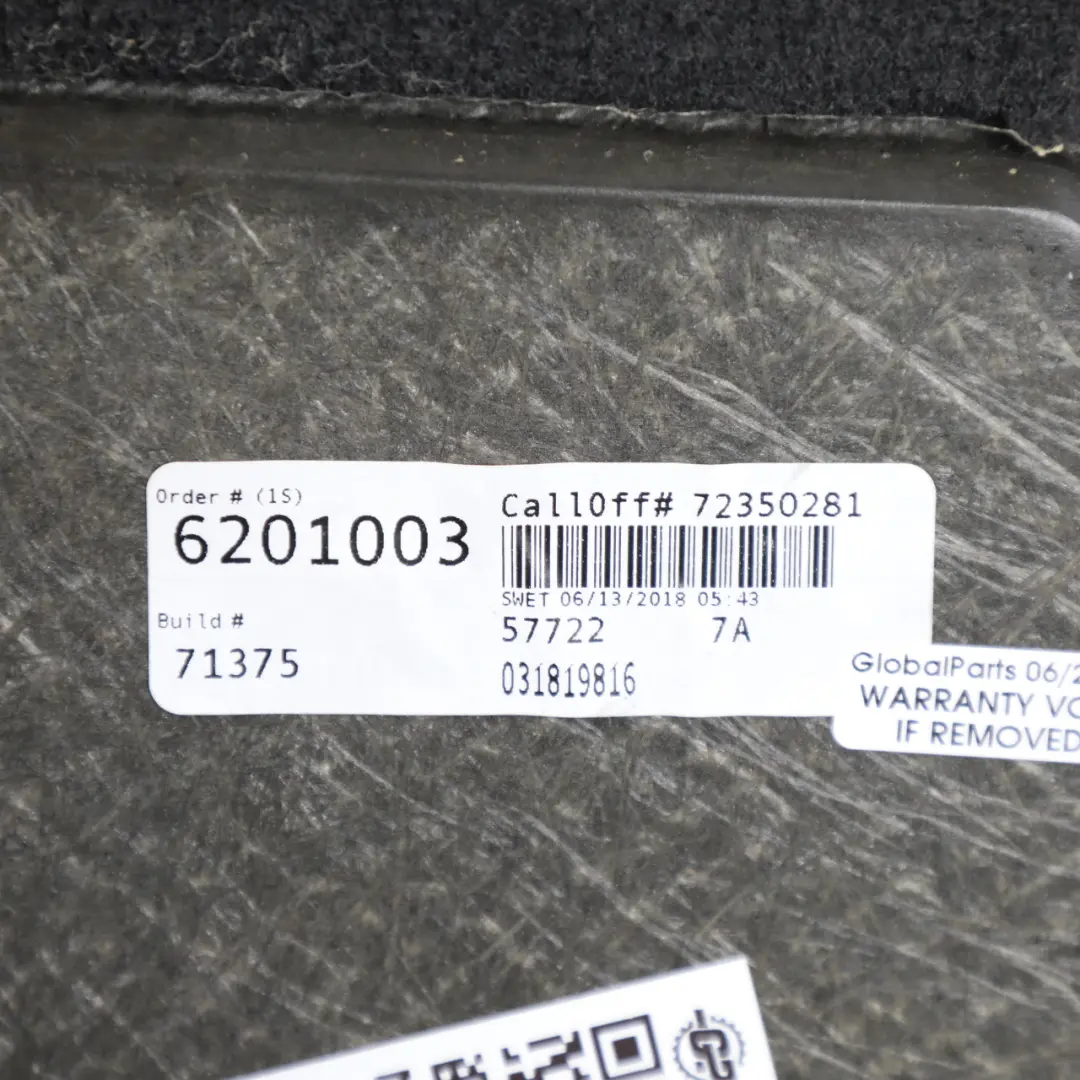 Boot Trunk Floor Carpet Luggage Compartment Trim Panel to BMW X5 F15 with Part number 7326487 BMW X5 F15 Boot Trunk Floor Carpet Luggage Compartment Trim Panel - SKU 7326487 - Part number 7326487