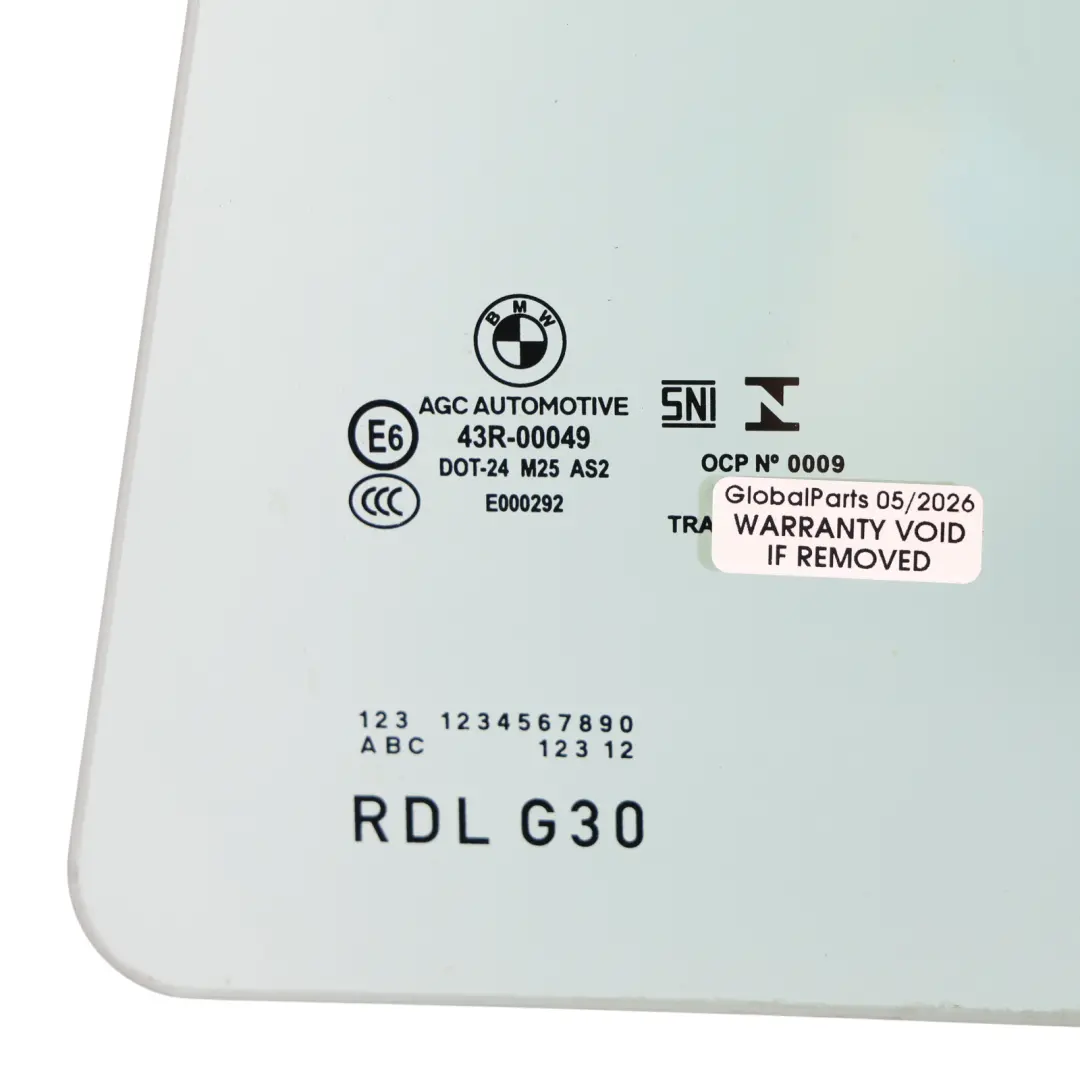 Door Side Window Glass Glazing Left N/S AS2 to BMW F90 G30 Rear with Part number 7375189 BMW F90 G30 Rear Door Side Window Glass Glazing Left N/S AS2 - SKU 7375189 - Part number 7375189
