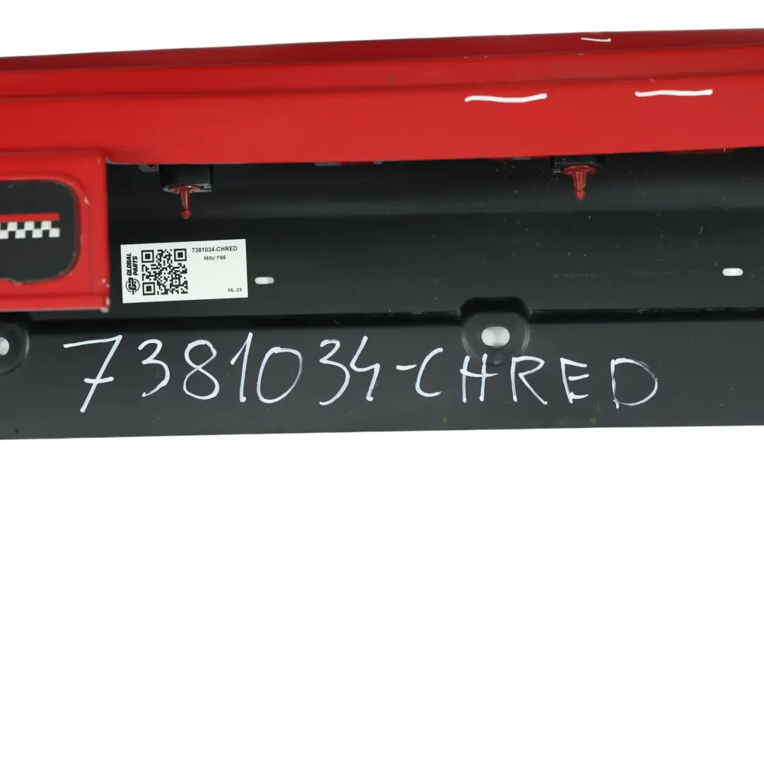 Moldura Protector Umbral Lateral Derecho JCW Rojo Chili 851 para Mini F55 con número de pieza 7381034 Mini F55 Moldura Protector Umbral Lateral Derecho JCW Rojo Chili 851 - SKU 7381034-CHRED - Número de pieza 7381034