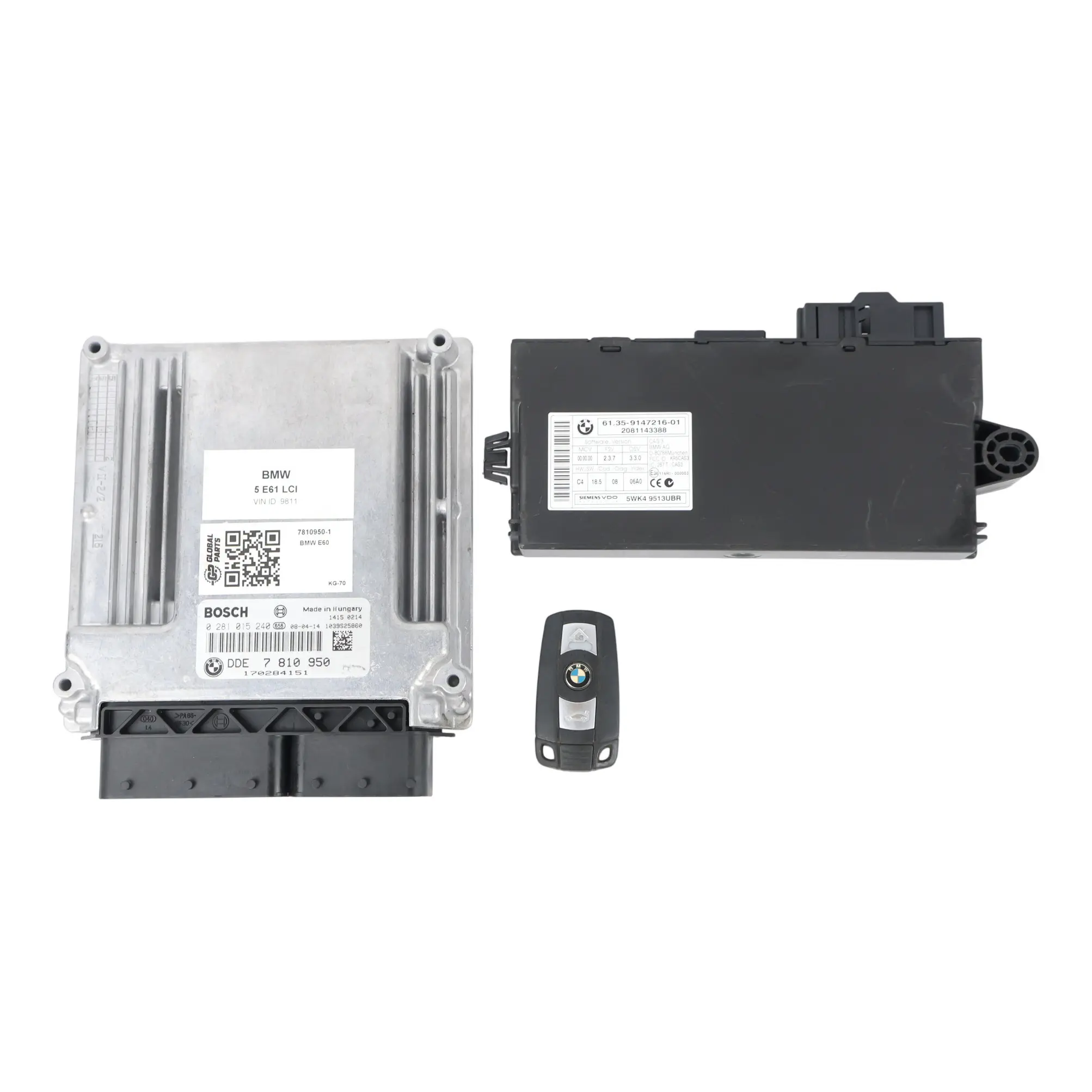 BMW E60 E61 LCI 530d M57N2 235HP Kit ECU 7810950 CAS3 Llave Automático