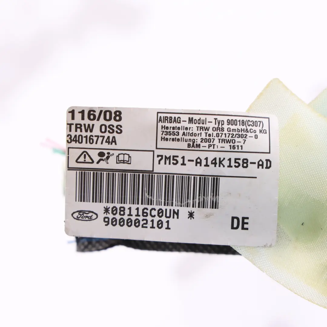 Ford Focus Mk2 Roof Curtain Air Module Right O/S - SKU 7M51-A14K158-AD - Part number 7M51-A14K158-AD