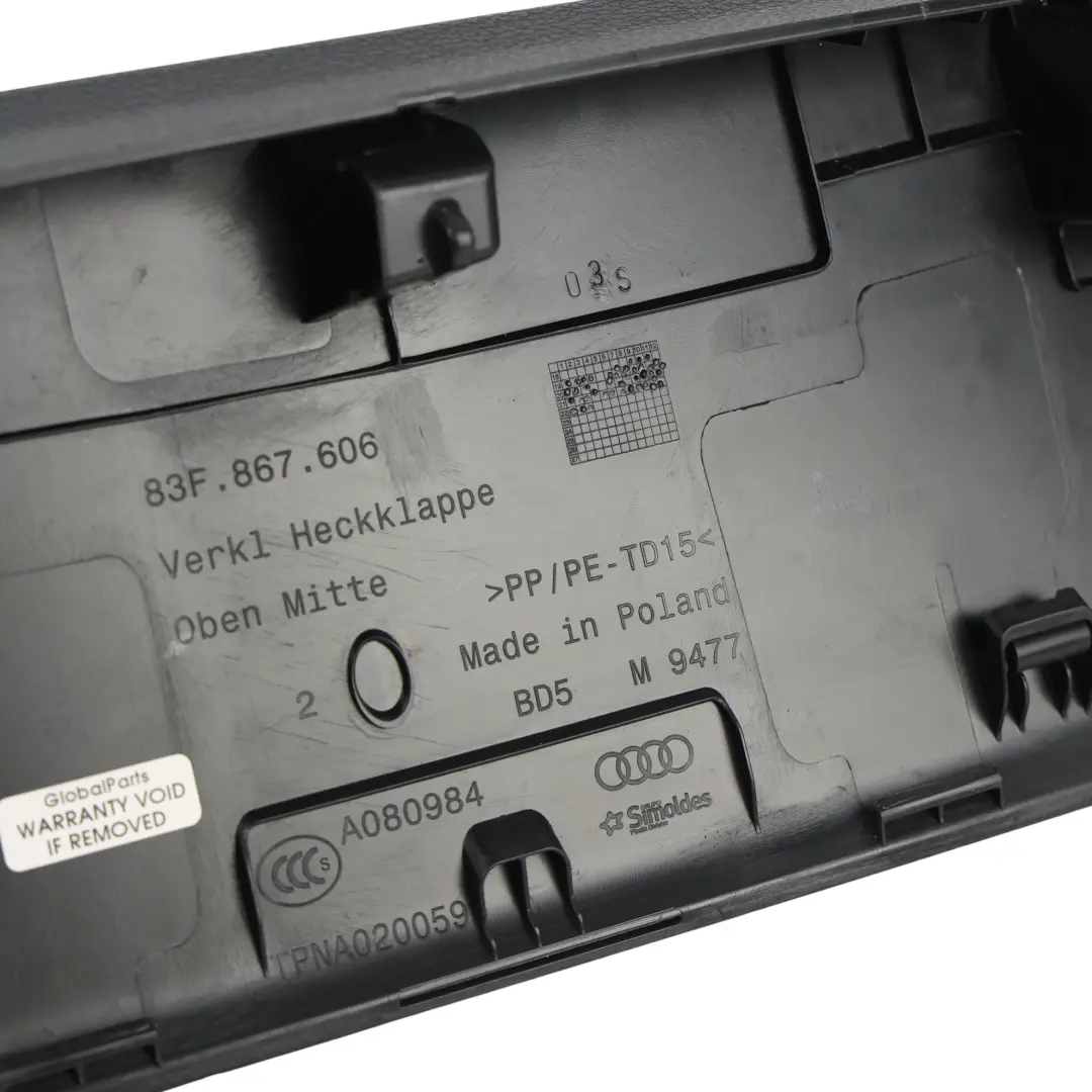 RSQ3 F3 Heckklappe Kofferraum Verkleidung Abdeckung Mitte Oben für Audi mit Teilenummer 83F867606 Audi RSQ3 F3 Heckklappe Kofferraum Verkleidung Abdeckung Mitte Oben - SKU 83F867606 - Teilenummer 83F867606