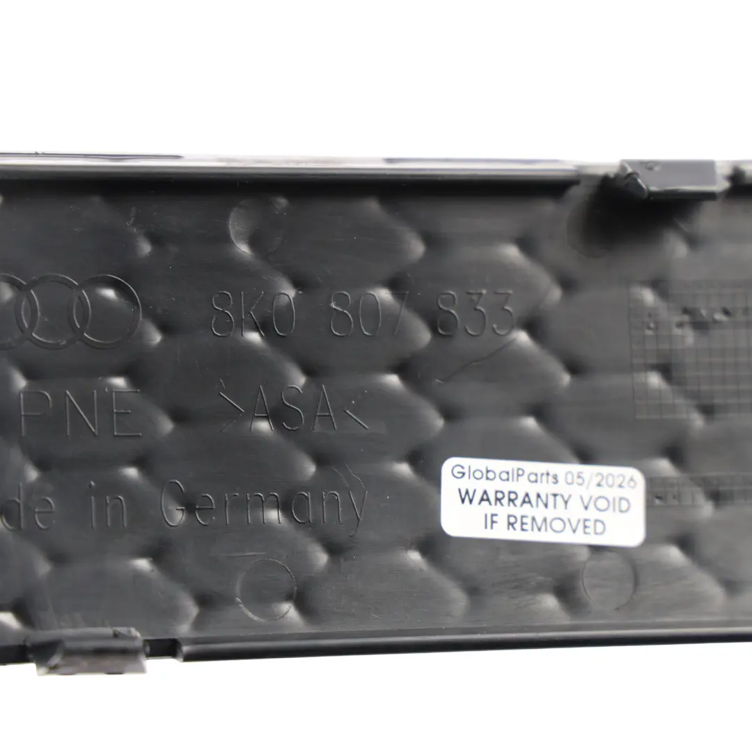 Audi A4 S4 8K A5 S5 8T Rear Bumper Trim Grille Cover Satin Black - SKU 8K0807833 - Part number 8K0807833