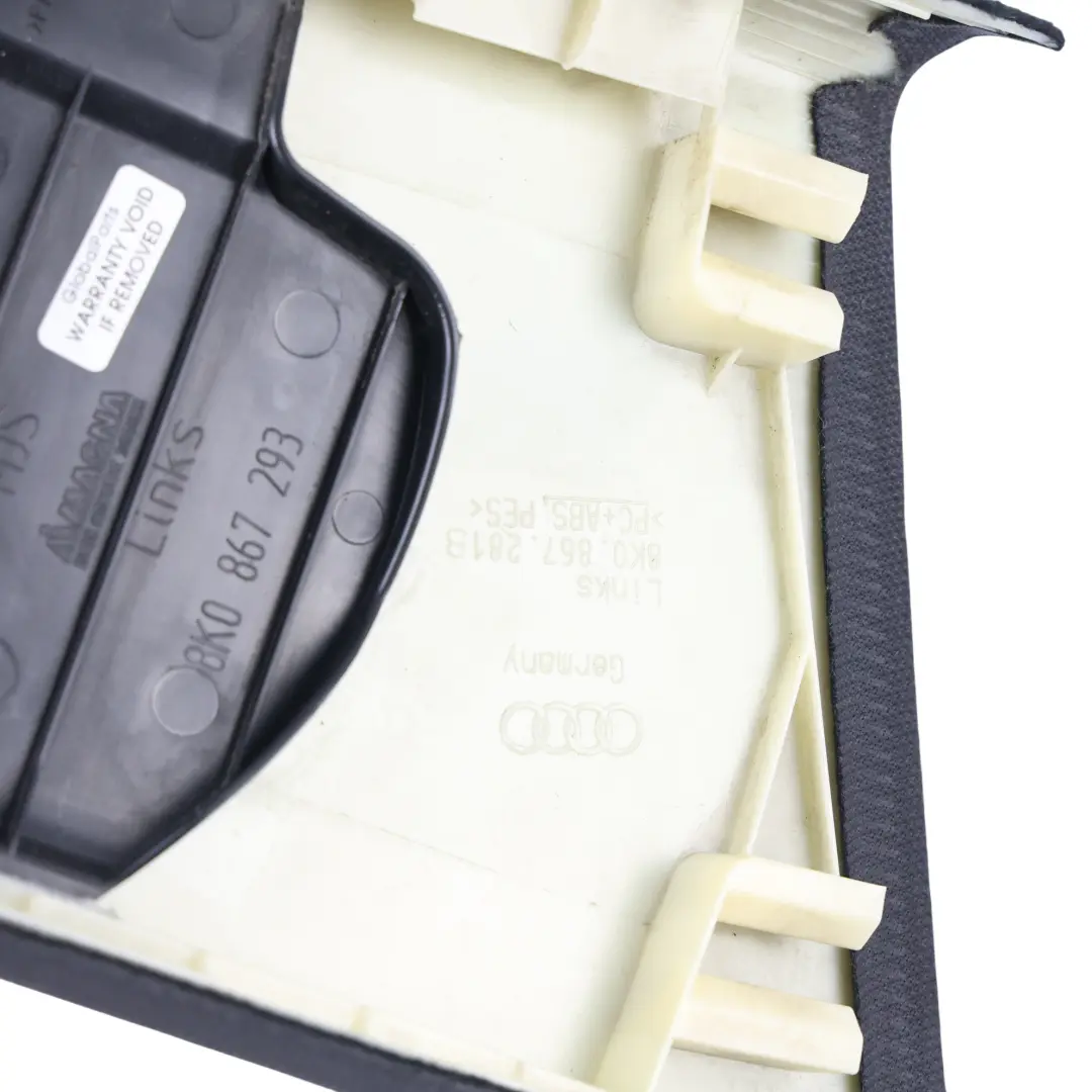 Osłona Słupka B Lewa Szary Srebrny do Audi A4 B8 o numerze 8K0867281B Audi A4 B8 Osłona Słupka B Lewa Szary Srebrny - SKU 8K0867281B - Numer Części 8K0867281B