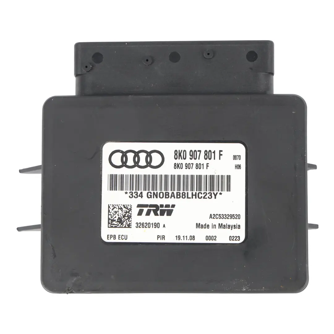 Parkbremse Steuergerät Elektrisch Modul für Audi A4 B8 S5 8T mit Teilenummer 8K0907801F Audi A4 B8 S5 8T Parkbremse Steuergerät Elektrisch Modul - SKU 8K0907801F-1 - Teilenummer 8K0907801F