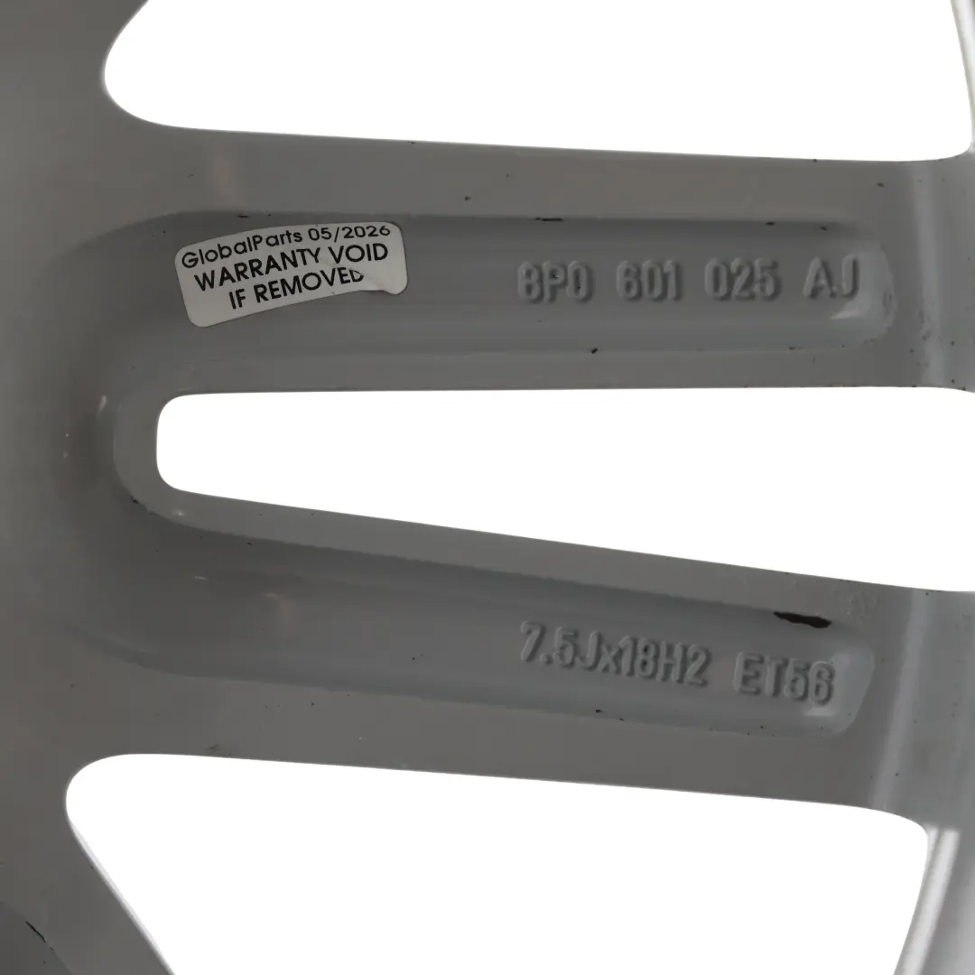 Llanta Aleación Plata 18" 7,5J ET:56 7 Doble Radio para Audi A3 S3 8P con número de pieza 8P0601025AJ Audi A3 S3 8P Llanta Aleación Plata 18" 7,5J ET:56 7 Doble Radio - SKU 8P0601025AJ-1 - Número de pieza 8P0601025AJ