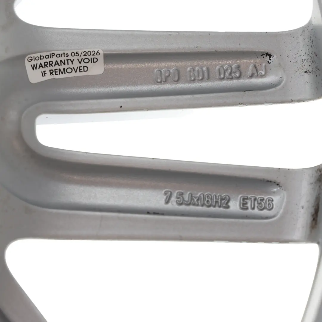 Audi A3 S3 8P Felga Aluminiowa Srebrna 18" 7,5J ET:56 - SKU 8P0601025AJ-2 - Numer Części 8P0601025AJ