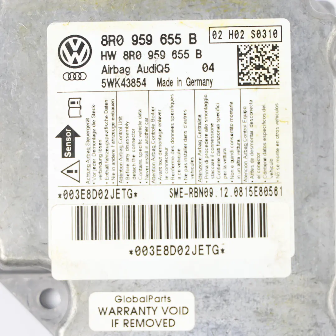 Audi Q5 8R Air Control Unit Module ECU - SKU 8R0959655B - Part number 8R0959655B