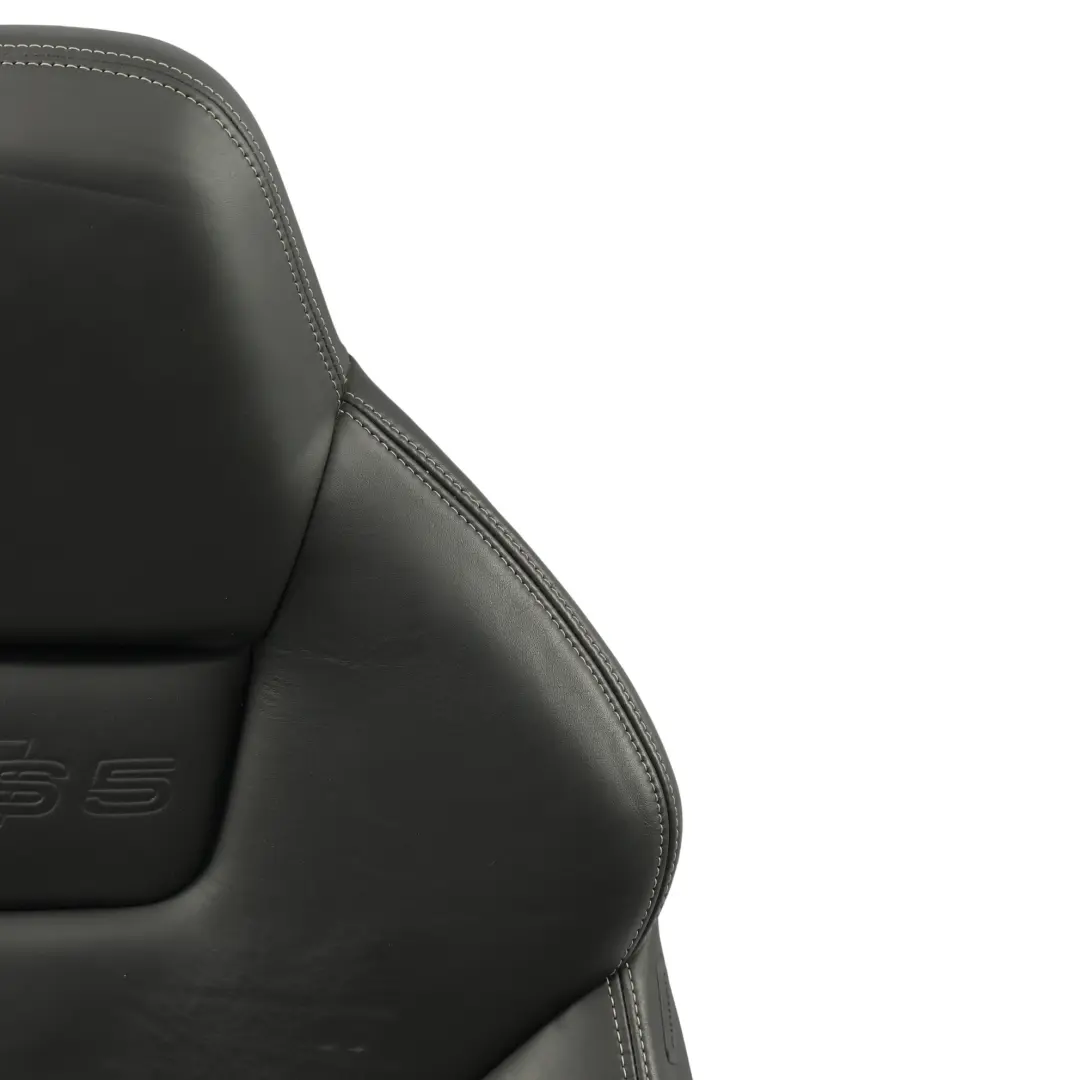 Audi S5 8T Front Seat Backrest Cover Left N/S Panel Black Leather Soul - SKU 8T0881805F - Part number 8T0881805F