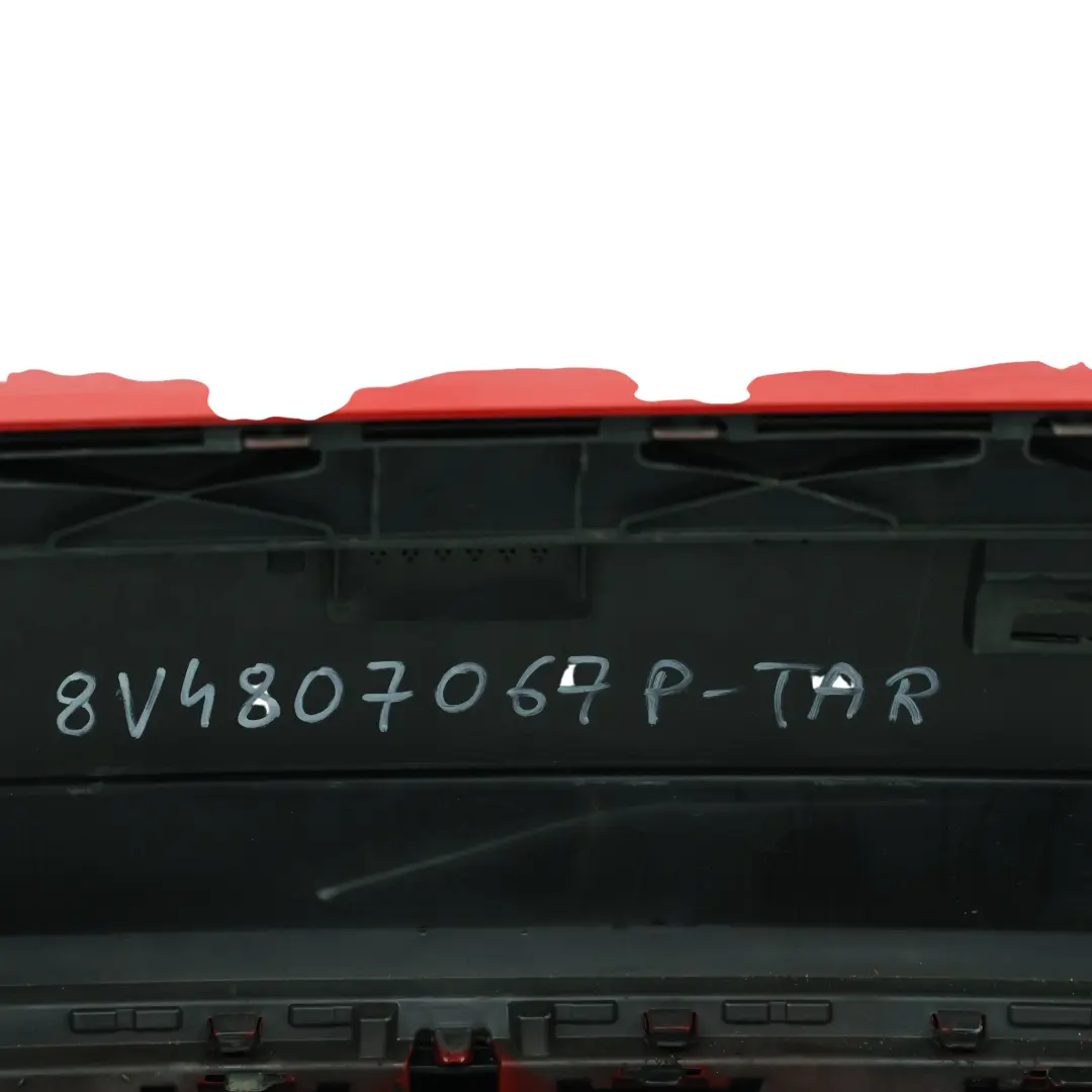 Bumper Trim Panel Covering Tango Red Metallic - Y3U to Audi S3 8V Rear with Part number 8V4807067P Audi S3 8V Rear Bumper Trim Panel Covering Tango Red Metallic - Y3U - SKU 8V4807067P-TAR - Part number 8V4807067P