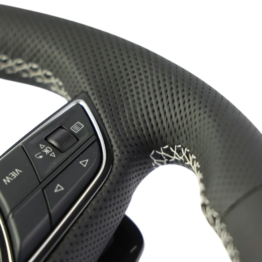Audi A4 B9 A5 F5 Steering Wheel S-Line NEW Black Leather Flat Bottom - SKU 8W0419091GF-1 - Part number 8W0419091GF