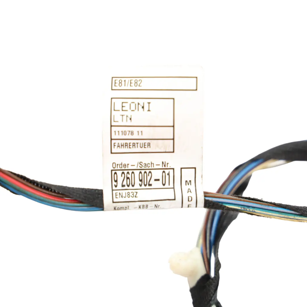 Driver's Door Wiring Loom Harness Cables to BMW E81 E82 with Part number 9260902 BMW E81 E82 Driver's Door Wiring Loom Harness Cables - SKU 9260902 - Part number 9260902
