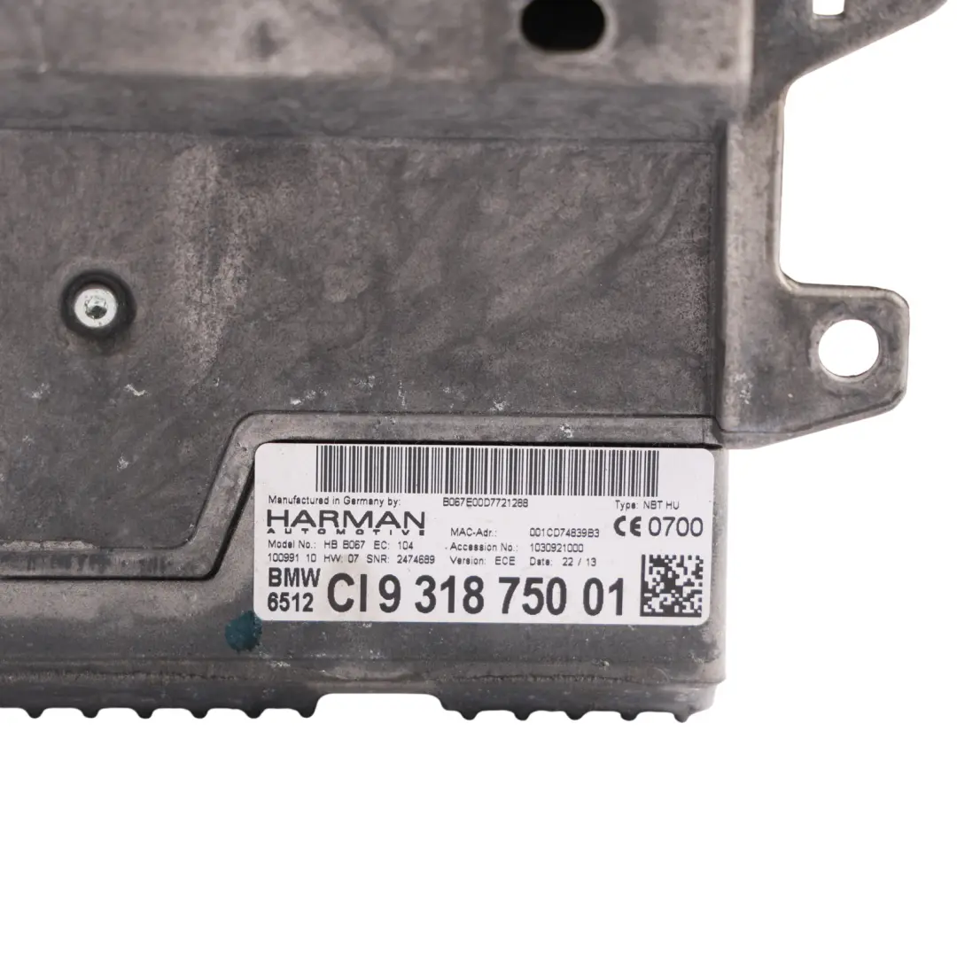 Head Unit Navigation Sat Nav DAB High to BMW F10 F20 F22 F30 F32 with Part number 9318750 BMW F10 F20 F22 F30 F32 Head Unit Navigation Sat Nav DAB High - SKU 9318750-2 - Part number 9318750