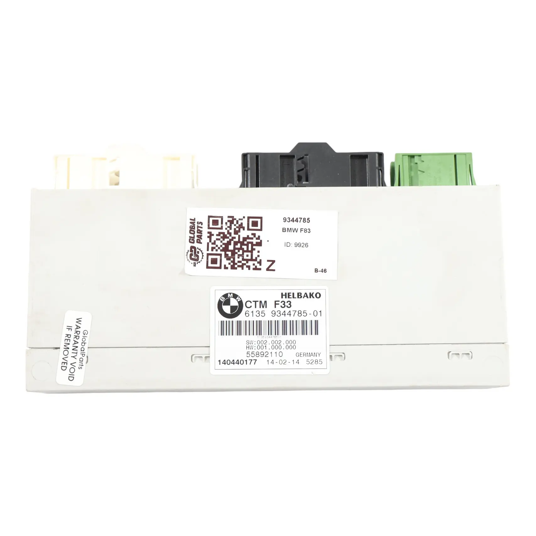 BMW F33 F83 M4 Convertible Folding Top Roof ECU Control Unit CTM 9344785