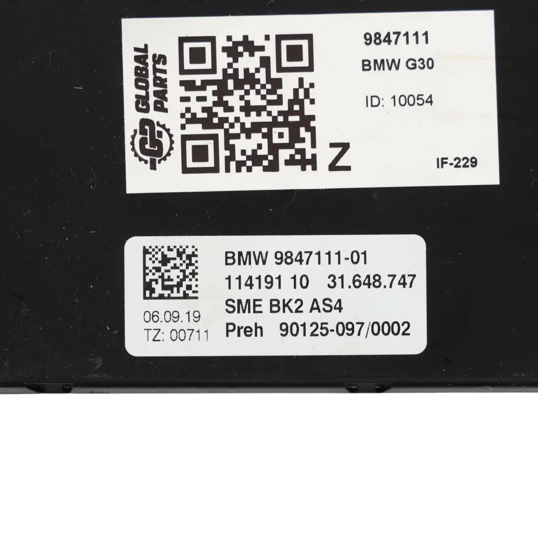 BMW G30 SME BK2 Modulo Unità Controllo Carrozzeria ECU - SKU 9847111 - Numero di parte 9847111