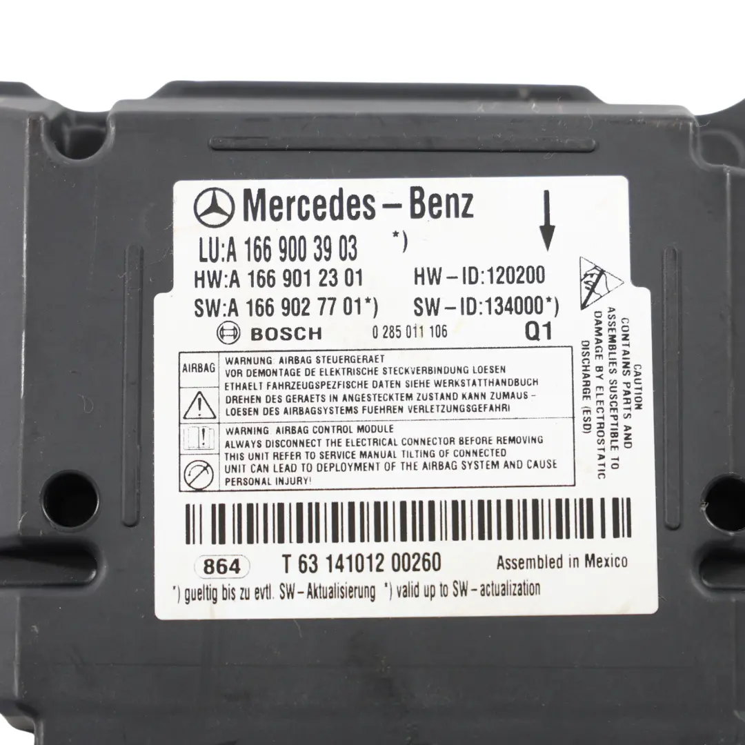 Mercedes GLE W166 GLS X166 Unidad Módulo Control Aire ECU SRS - SKU A1669003903 - Número de pieza A1669003903