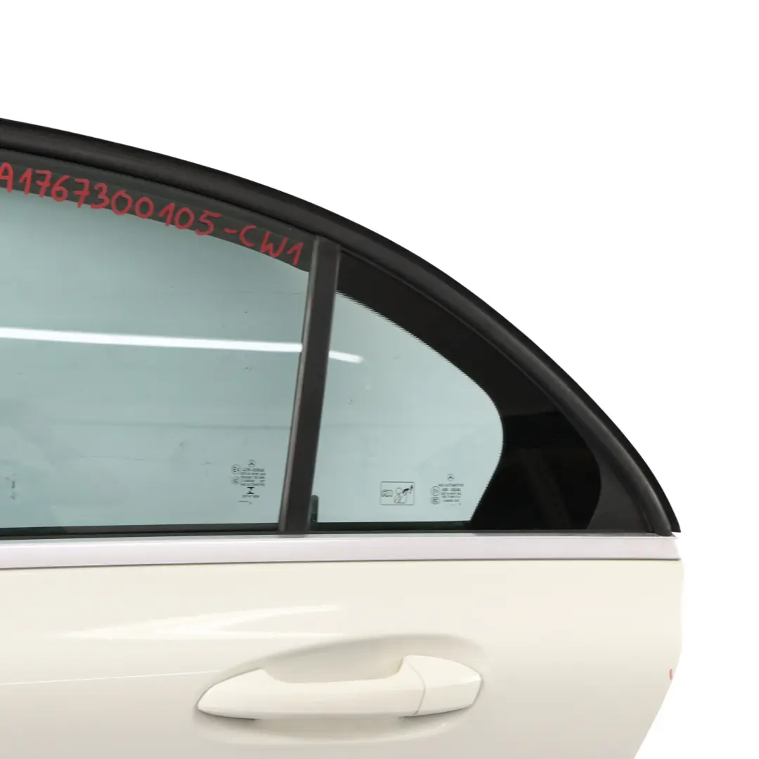 Door Rear Left N/S Calcite White - 650 to Mercedes W176 with Part number A1767300105 Mercedes W176 Door Rear Left N/S Calcite White - 650 - SKU A1767300105-CW1 - Part number A1767300105