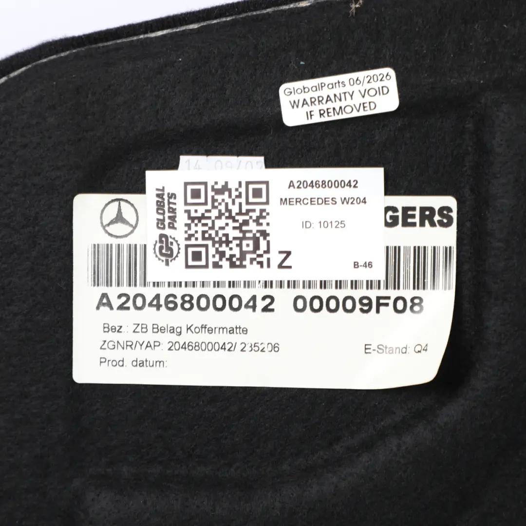 Mercedes W204 Boot Trunk Liner Luggage Compartment Floor Covering - SKU A2046800042 - Part number A2046800042