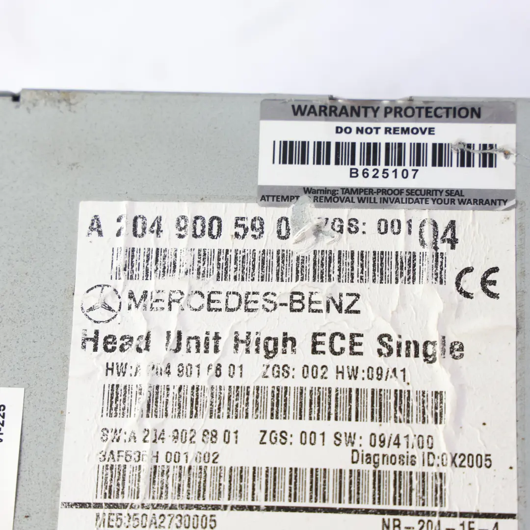 Mercedes W204 Navigation CD Player COMAND Radio Sat Nav Head Unit - SKU A2049005903-1 - Part number A2049005903