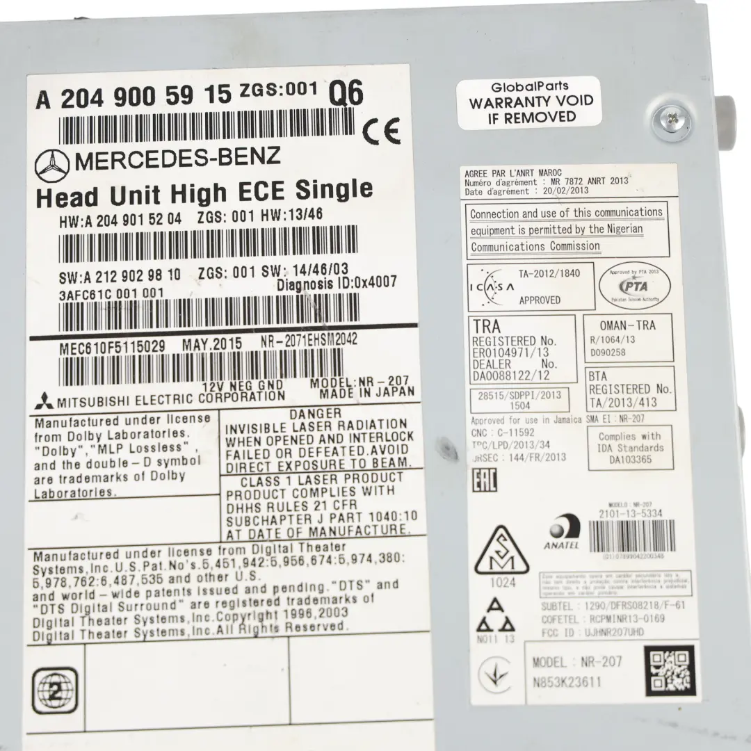 Mercedes W204 Radio Nawigacja Radioodtwarzacz - SKU A2049005915 - Numer Części A2049005915