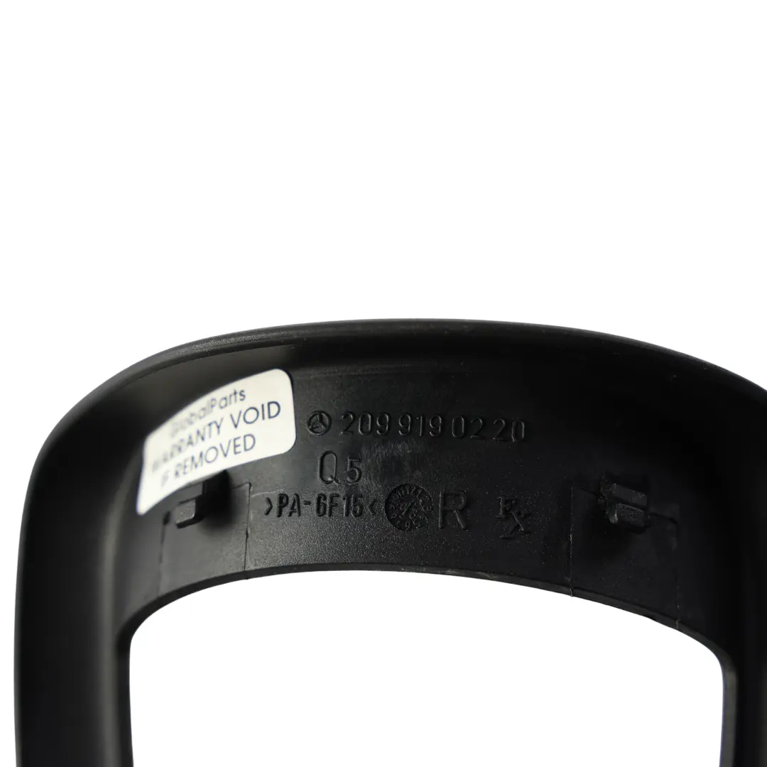 Backrest Lock Cover Trim Front Right O/S to Mercedes A209 Seat with Part number A2099190220 Mercedes A209 Seat Backrest Lock Cover Trim Front Right O/S - SKU A2099190220 - Part number A2099190220