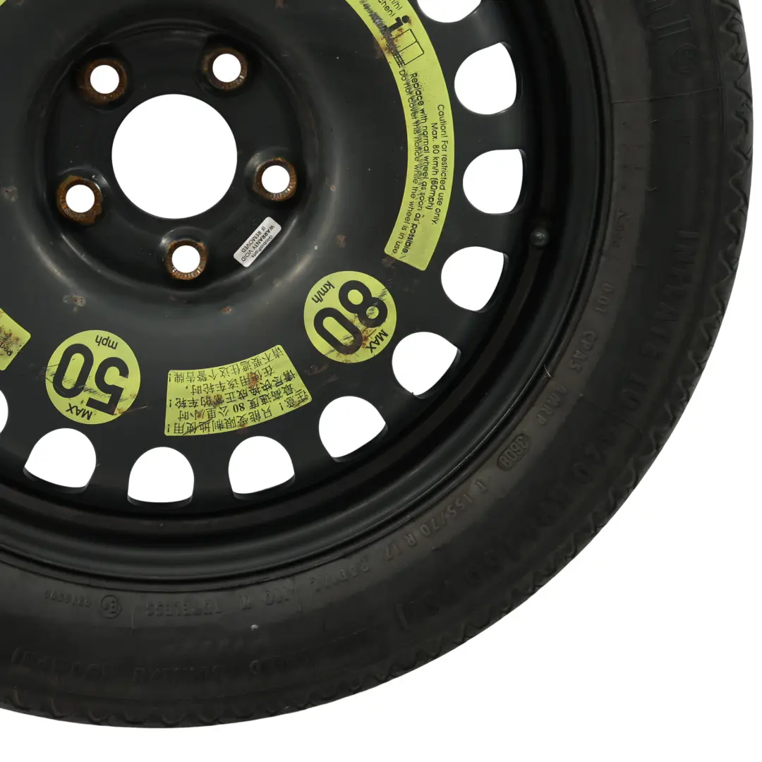 Spare Steel Wheel ET:34 R17 Tyre 155/70 to Mercedes W211 W212 C219 with Part number A2194000002 Mercedes W211 W212 C219 Spare Steel Wheel ET:34 R17 Tyre 155/70 - SKU A2194000002-4 - Part number A2194000002