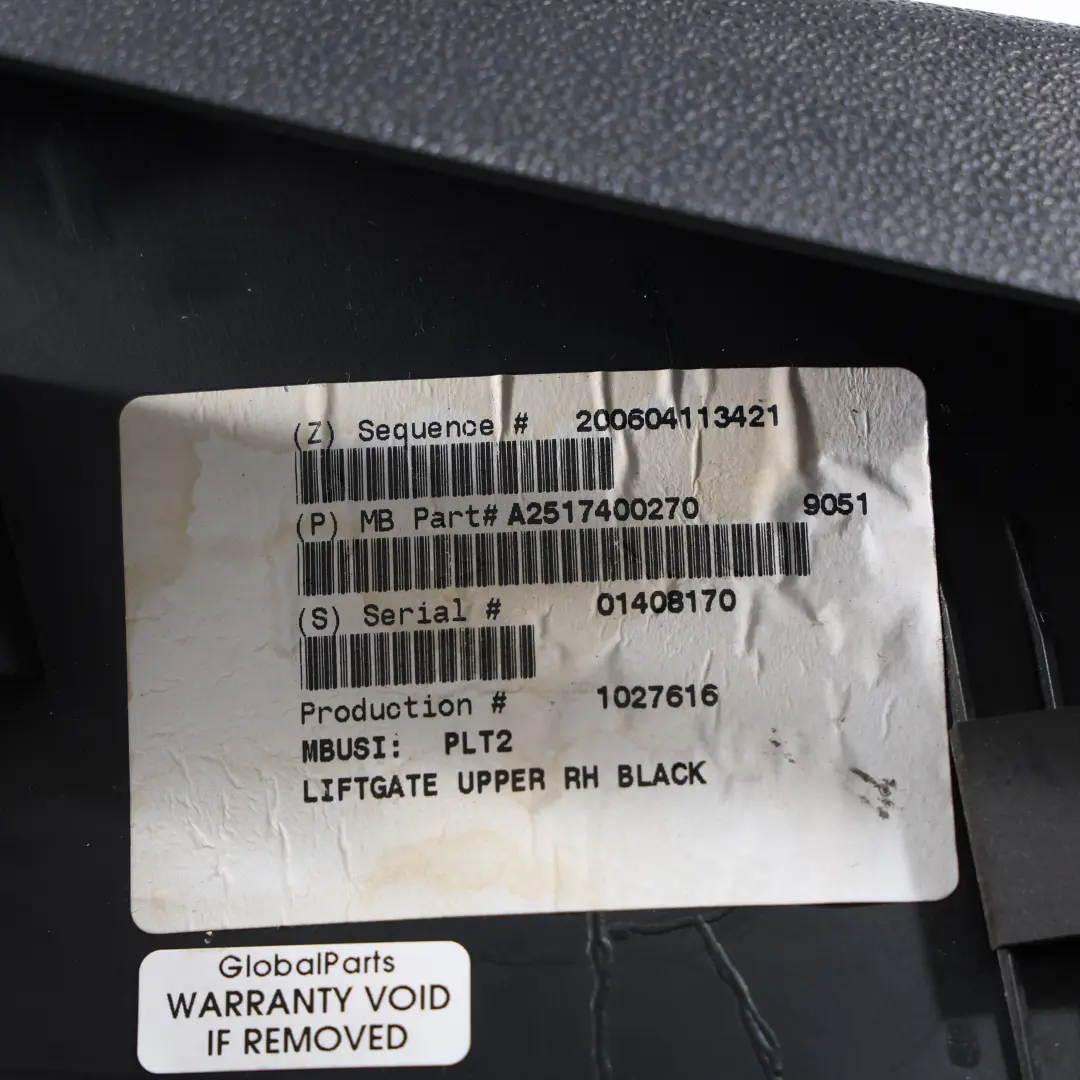 Mercedes W251 Coperchio baule bagagliaio Trim superiore destro nero A2517400270 - SKU A2517400400 - Numero di parte A2517400400