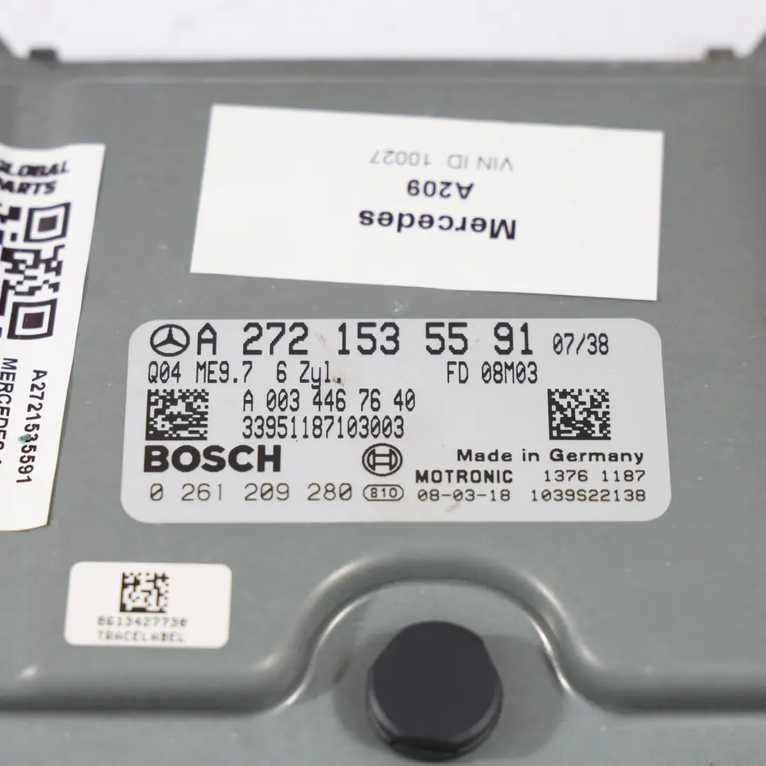 Control Unit Module ECU 231HP Petrol Automatic to Mercedes A209 Engine with Part number A2721535591 Mercedes A209 Engine Control Unit Module ECU 231HP Petrol Automatic - SKU A2721535591 - Part number A2721535591