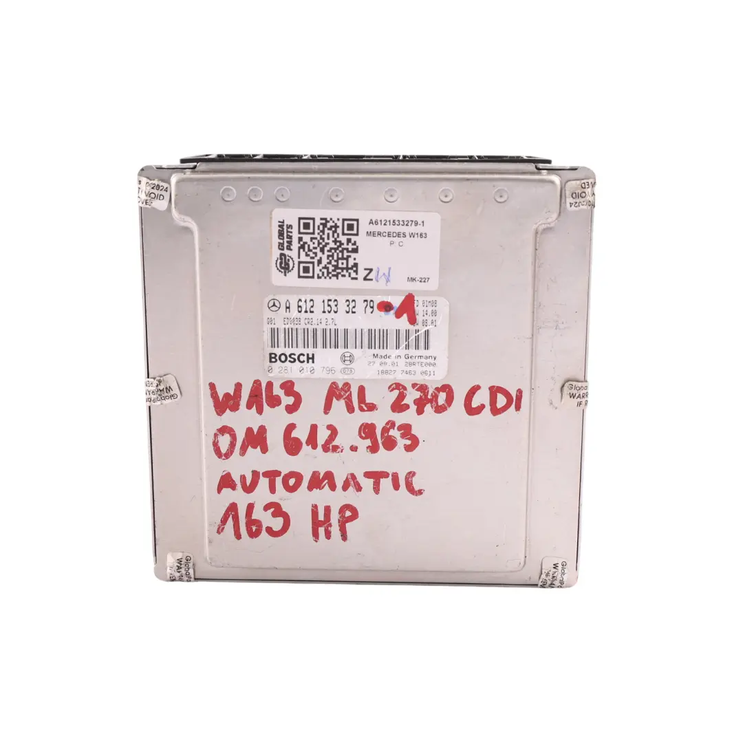 Mercedes-Benz ML W163 270 CDI Kit centralina controllo motore chiave - SKU A6121533279-1 - Numero di parte A6121533279