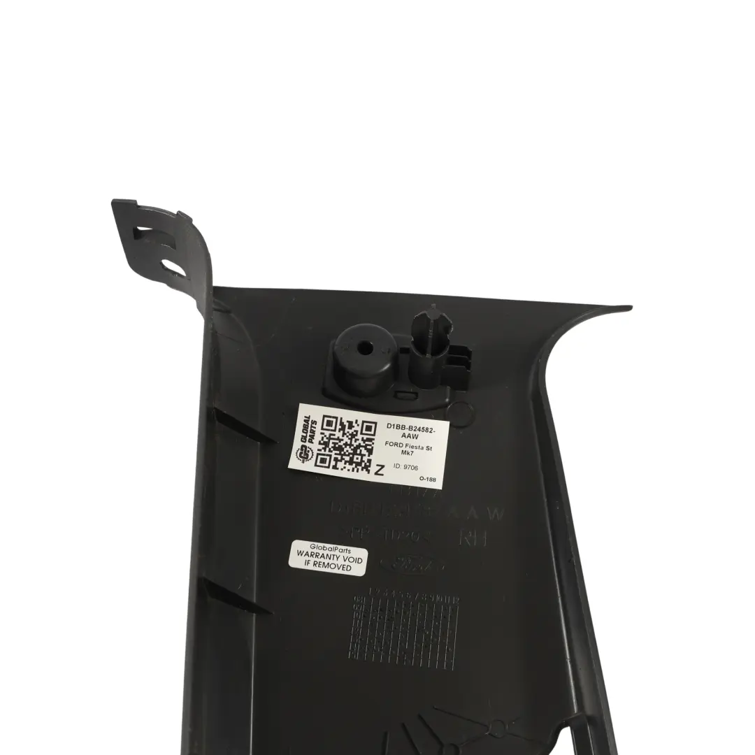 Moldura Cubierta Panel Pilar B Derecho para Ford Fiesta MK7 ST con número de pieza D1BB-B24582-AAW Ford Fiesta MK7 ST Moldura Cubierta Panel Pilar B Derecho - SKU D1BB-B24582-AAW - Número de pieza D1BB-B24582-AAW