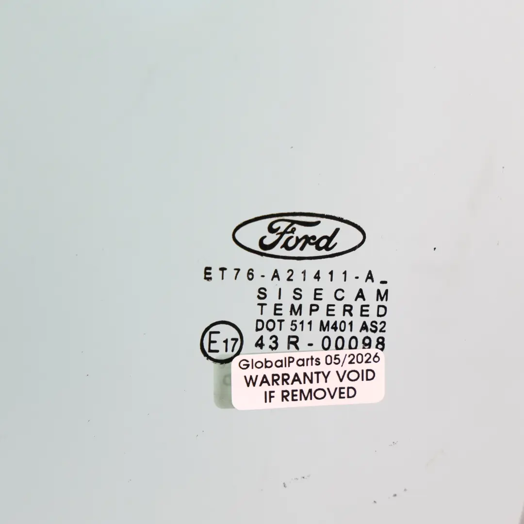 Cristal Puerta Delantero Izquierdo para Ford Transit Courier con número de pieza ET76-A21411-AC Ford Transit Courier Cristal Puerta Delantero Izquierdo - SKU ET76-A21411-AC - Número de pieza ET76-A21411-AC