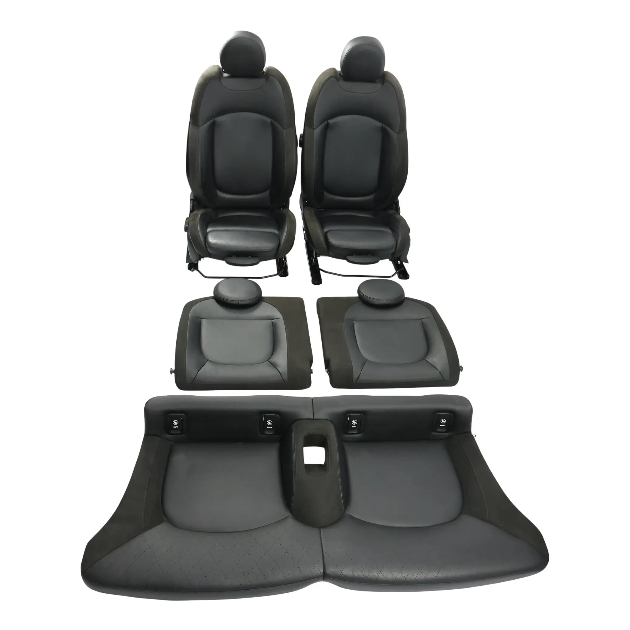 Mini F57 Sitze Bank Sport Beheizt Leder/Alcantara Carbon Schwarz SET