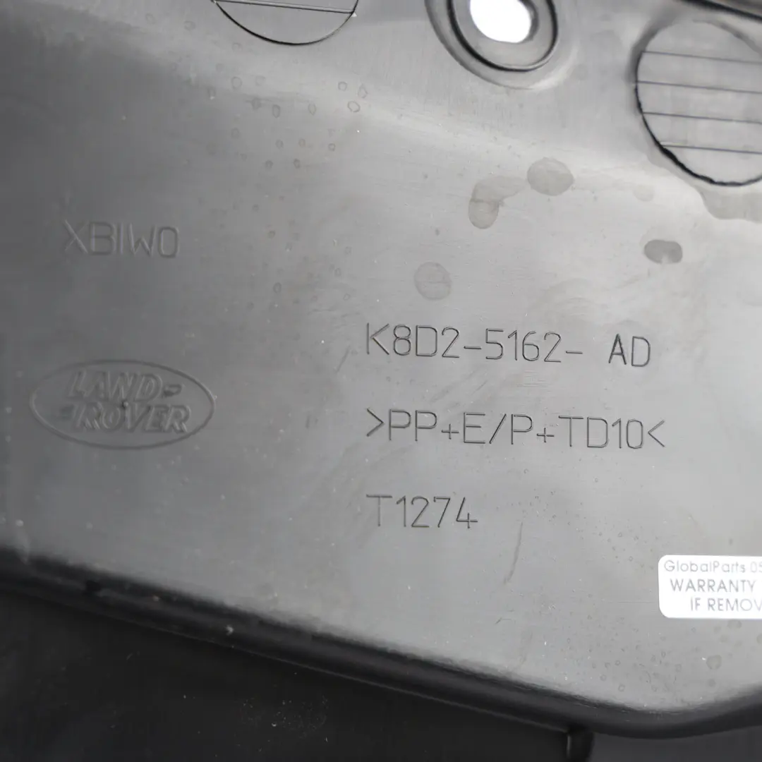 Tapa Cubierta Bandeja Panel Batería para Range Rover Evoque L551 con número de pieza K8D2-5162-AD Range Rover Evoque L551 Tapa Cubierta Bandeja Panel Batería - SKU K8D2-5162-AD - Número de pieza K8D2-5162-AD
