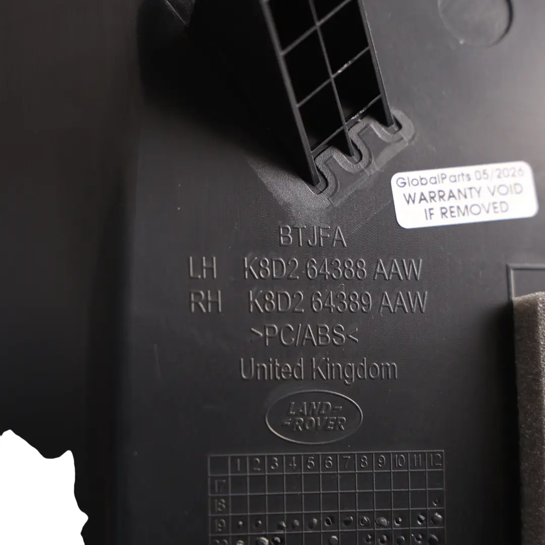 Front Seat Backrest Cover Trim Right O/S to Range Rover Evoque L551 with Part number K8D2-64388-AAW Range Rover Evoque L551 Front Seat Backrest Cover Trim Right O/S - SKU K8D2-64388-AAW - Part number K8D2-64388-AAW