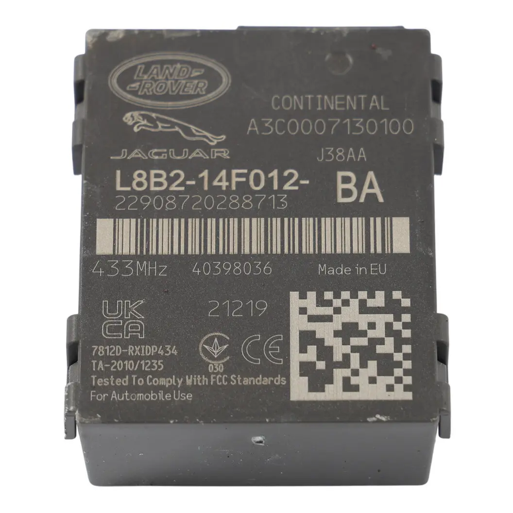 Modulo Sensore Pressione Gomme per Range Rover Velar L560 con numero di parte L8B2-14F012-BA Range Rover Velar L560 Modulo Sensore Pressione Gomme - SKU L8B2-14F012-BA - Numero di parte L8B2-14F012-BA