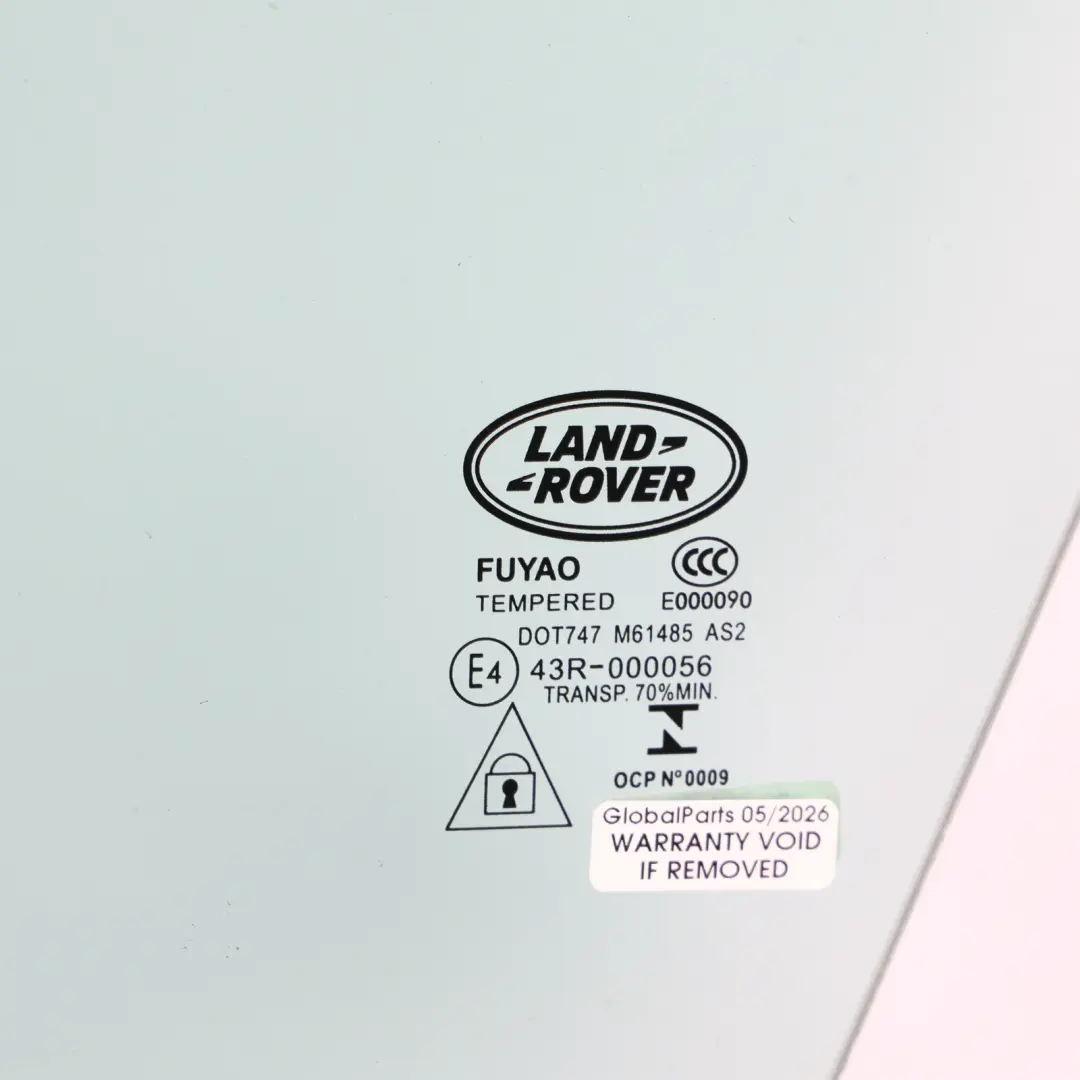 Range Rover Velar L560 Vitre Fenêtre Porte Avant Gauche AS2 J8A2-21411-AB - SKU LR093209 - Numéro de pièce LR093209