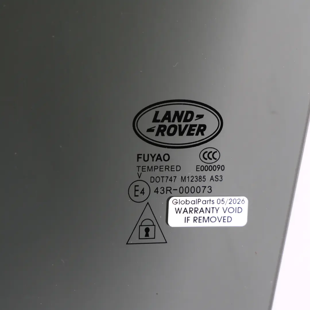 Range Rover Velar L560 Rear Door Window Glass Left N/S AS3 Tinted J8A2-25713-BB - SKU LR093213 - Part number LR093213