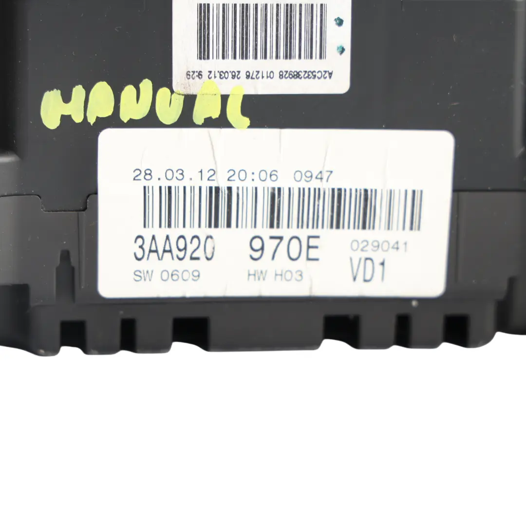 Instrument Cluster Speedo Clocks Diesel Manual to Volkswagen Passat B7 with Part number 3AA920970E Volkswagen Passat B7 Instrument Cluster Speedo Clocks Diesel Manual - SKU RHD-3AA920970E - Part number 3AA920970E