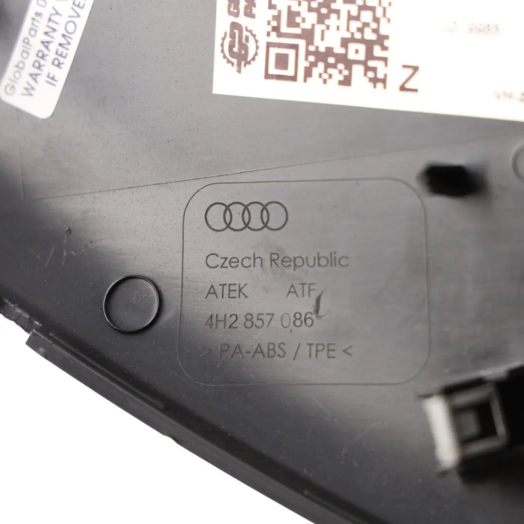Dashboard End Cover Cap Panel Trim Right O/S Soul Black to Audi A8 S8 D4 with Part number 4H2857086 Audi A8 S8 D4 Dashboard End Cover Cap Panel Trim Right O/S Soul Black - SKU RHD-4H2857086 - Part number 4H2857086