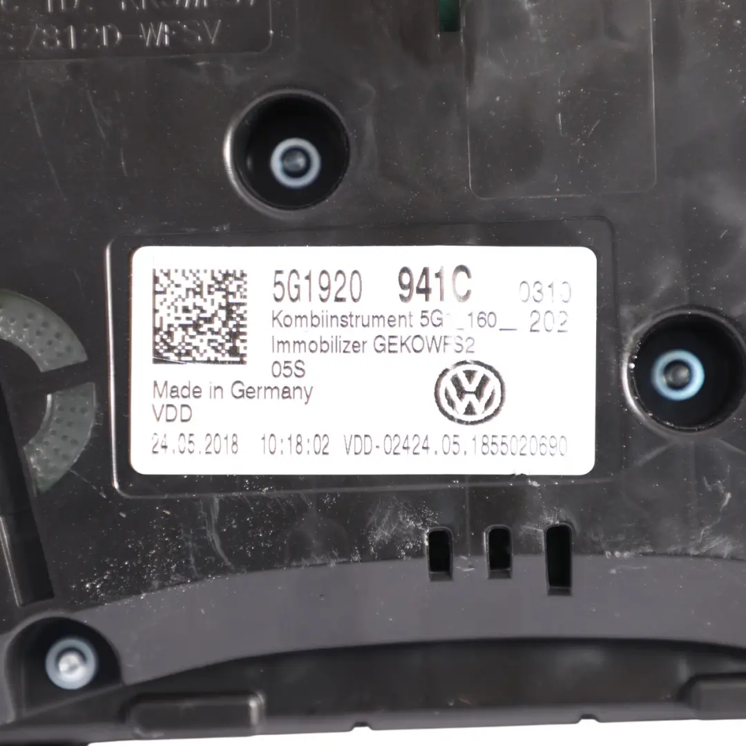 VW Volkswagen Golf 5g Instrument Cluster Speedometer Diesel Manual - SKU RHD-5G1920941C - Part number 5G1920941C
