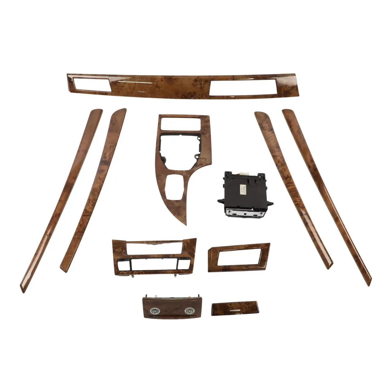 BMW E61 LCI Decor Strip Dashboard Interior Trim Set Poplar Woodgrain