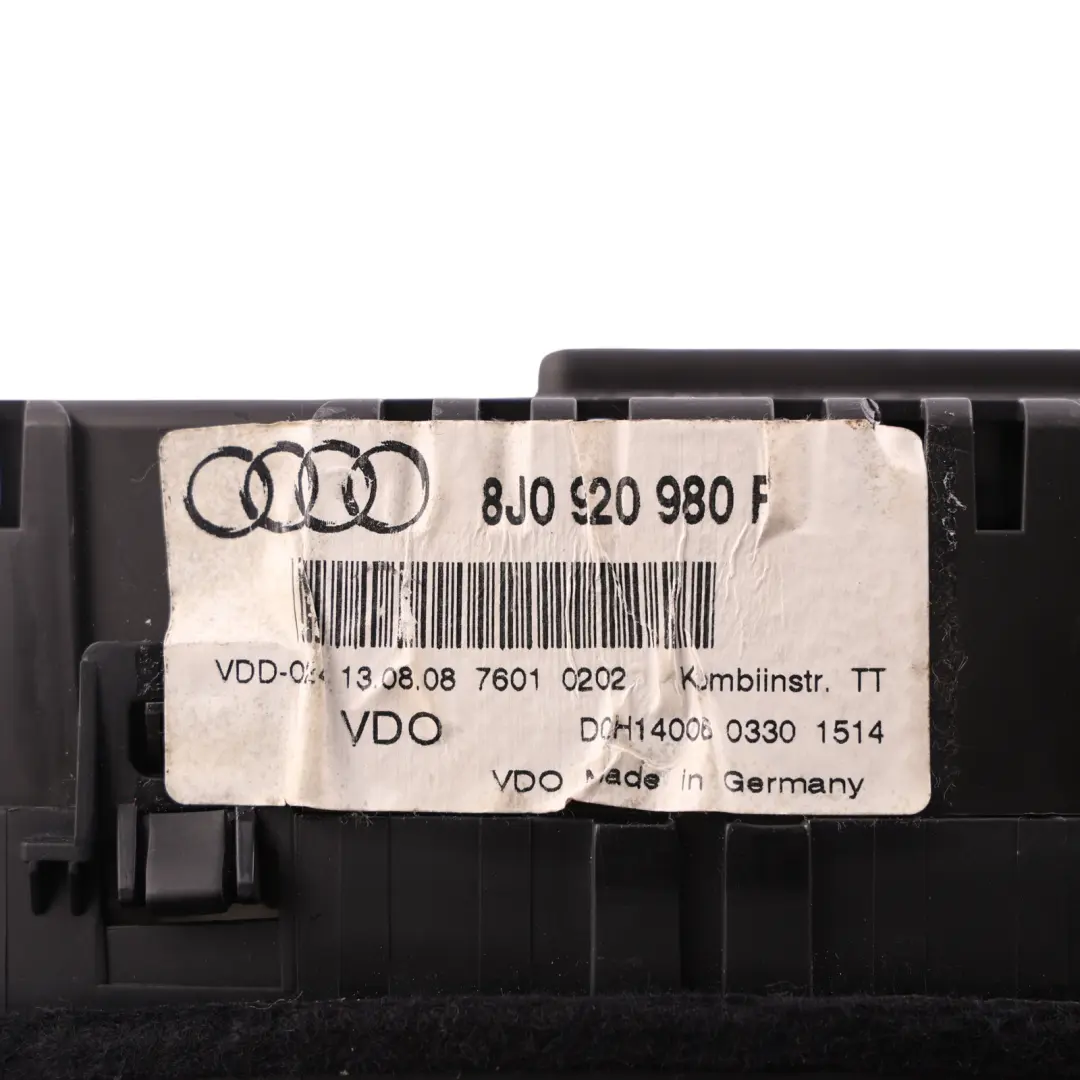 Audi TT 8J Instrument Cluster Speedo Clocks Petrol Automatic - SKU RHD-8J0920980F-1 - Part number 8J0920980F