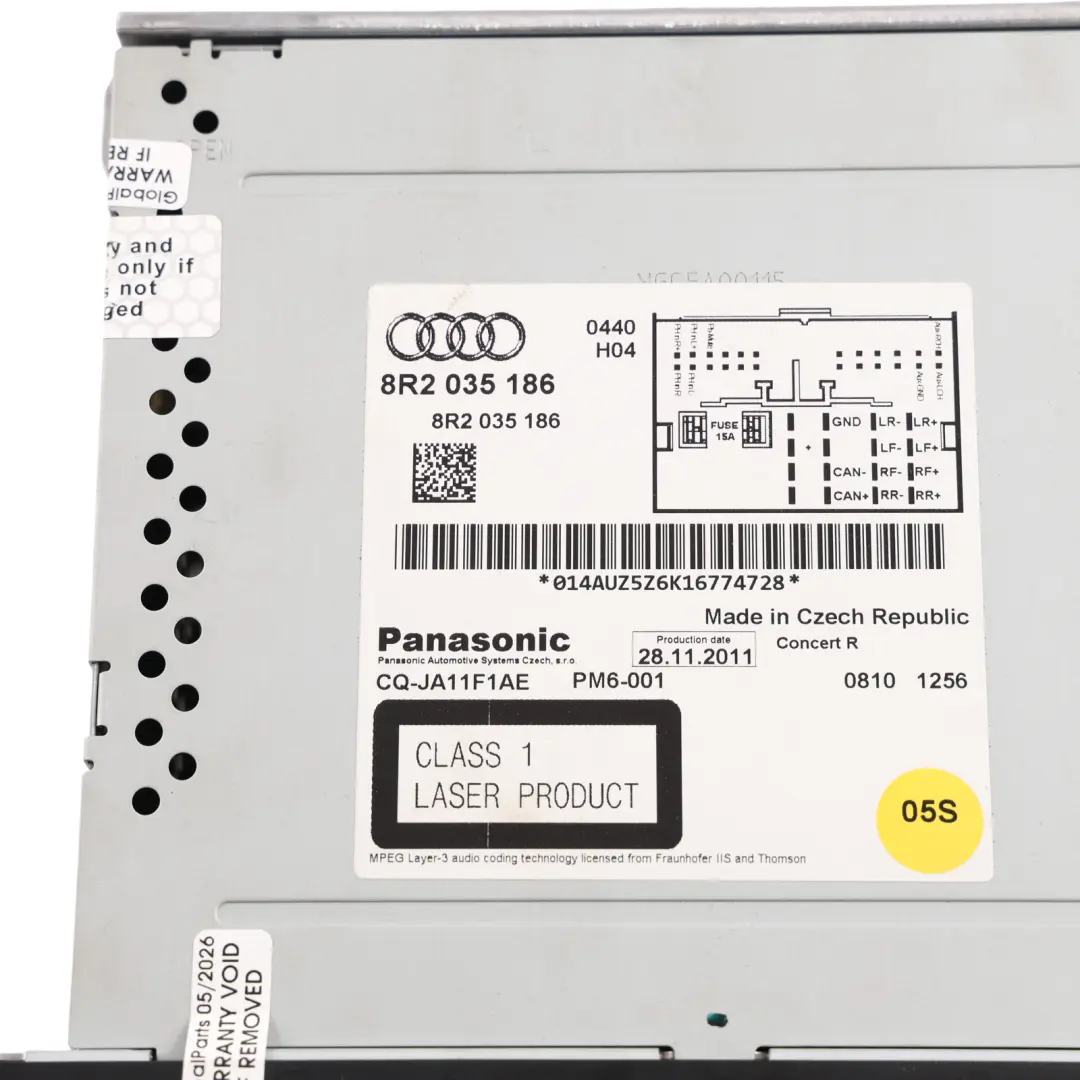 Audi A4 B8 A5 8T Radio CD Player Head Unit MMI Multimedia - SKU RHD-8R2035186-1 - Part number 8R2035186