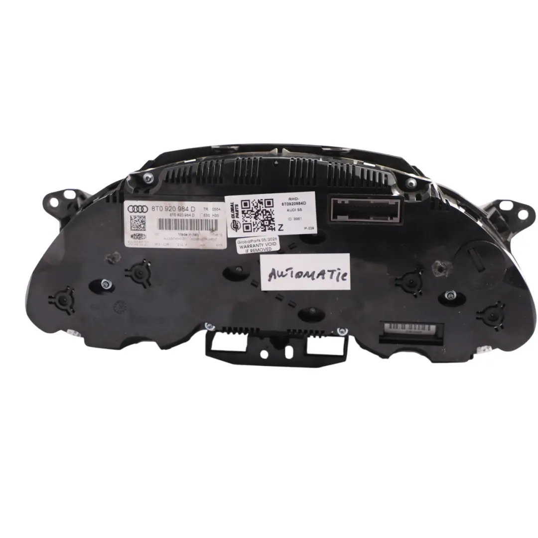 Audi S5 8T Instrument Cluster Clock Speedo Meter Automatic Petrol - SKU RHD-8T0920984D - Part number 8T0920984D