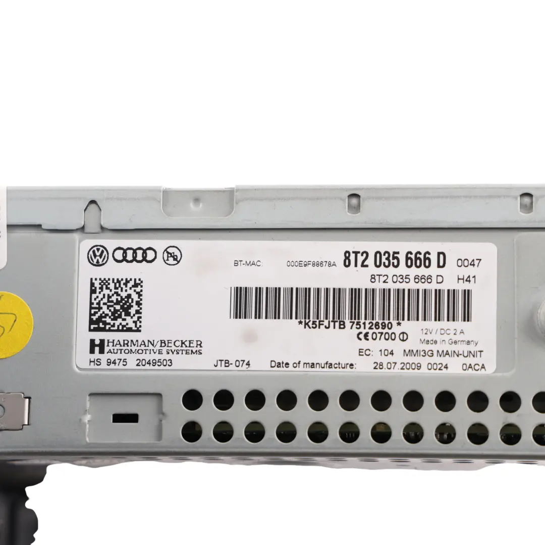 Audi A5 8T CD Player Radio Multimedia MMI Head Unit Switches - SKU RHD-8T2035666D-1 - Part number 8T2035666D